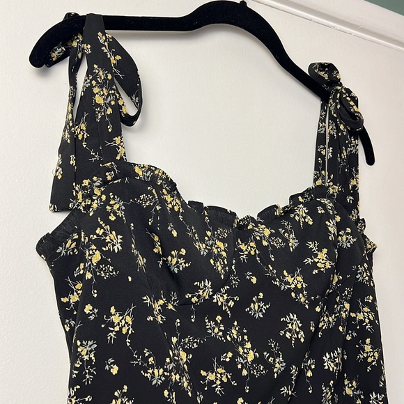 Anthropologie Black Floral Midi Dress - Picture 5 of 11